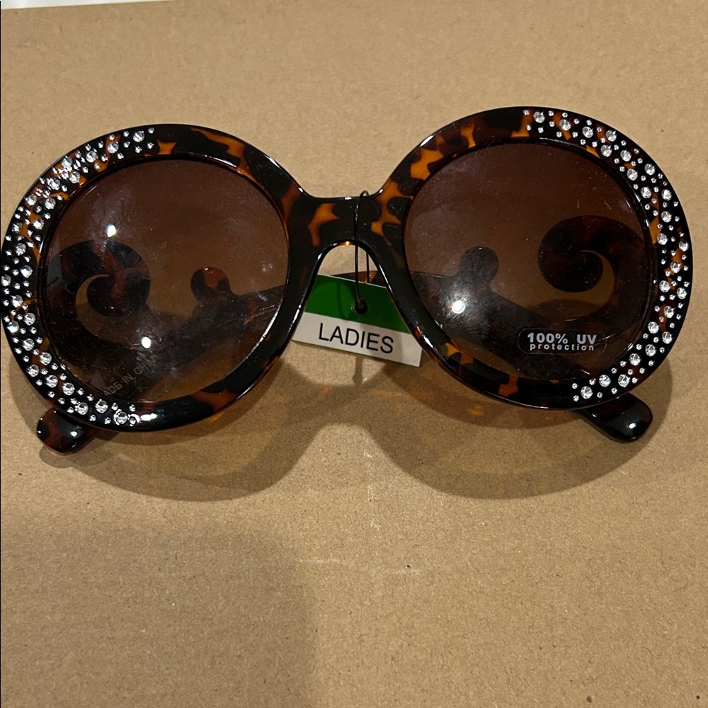 Tortoise Shell Sunglasses with Rhinestone Accents